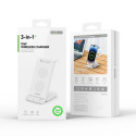 Bezdrátová nabíječka 3v1 pro telefony Qi 15W a chytré hodinky Samsung Galaxy Duzzona W10-S – bílá