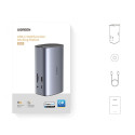 Ugreen Multifunkční HUB 12v1 USB C USB HDMI DP RJ45 AUX SD TF šedý (CM555)