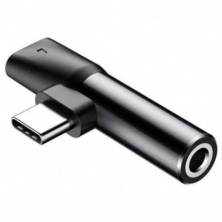 Baseus L41 90° USB-C/USB-C & 3.5mm Jack Adapter (Charge + Music)
