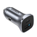 Ugreen rychlá nabíječka do auta USB-A / USB-C 30W PD PPS šedá (CD130)