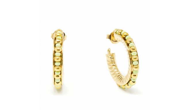Ladies' Earrings Shabama Etiopia Brass gold-plated Green 3 cm
