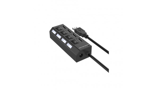 RoGer USB Hub - Splitter 4 x USB 2.0 with Separate On / Off Buttons