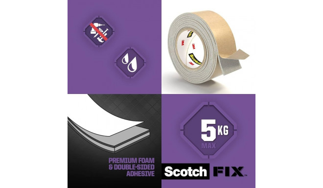 Double-sided foam tape 19mm x1.5m 3M SCOTCH Mirror™