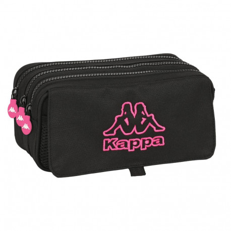 Kolme tõmblukuga pliiatsikarp Kappa Black and pink Must (21,5 x 10 x 8 cm)