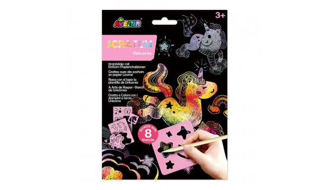 AVENIR Scratch set with stencil: Unicorns