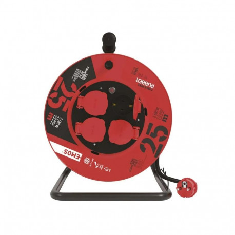 Pikendusjuhe rull – 4 pistikupesa, 25 m, 2,5 mm² SCHUKO