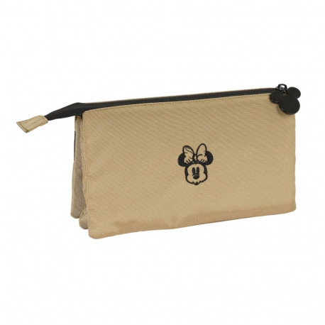 Kolme tõmblukuga pliiatsikarp Minnie Mouse Premium Beež (22 x 12 x 3 cm)