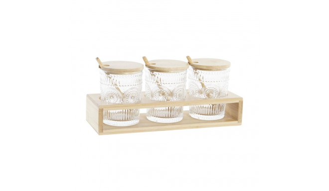 Cukurtrauks DKD Home Decor Caurspīdīgs Dabisks Bambuss Alumīnijs Stikls Borosilikāta glāze 300 ml 28