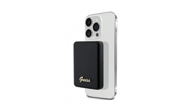 Guess 15W Kiire 5000mAh 1x USB-C Power Bank koos MagSafe Metallist Sript Logoga Must