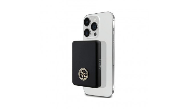 Guess 15W Kiirlaadimisega Power Bank 5000mAh 1x USB-C koos MagSafe Strassed 4G Logoga Must