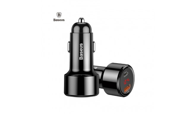 Baseus CCMLC20C-01 USB + Type-C Socket 45W Super ātrs auto lādētājs  (PD3.0 + QC4.0) Melns