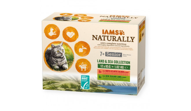 IAMS Naturally Senior Land & Sea Collection - wet cat food - 12 x 85g