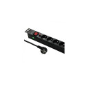 Qoltec Power Strip PDU Anti-Overload for 19" RACK | 1U | 16A | 6xFRENCH | 2m