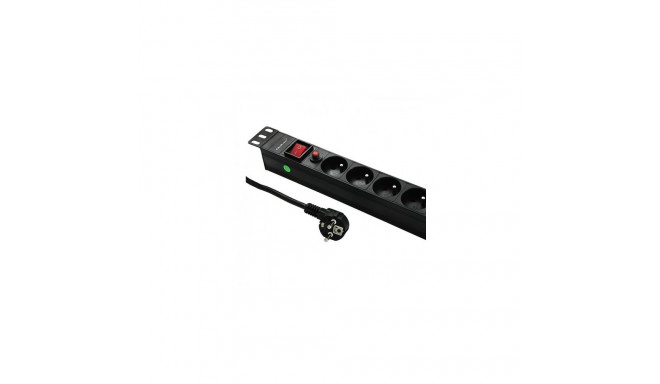 Qoltec Power Strip PDU Anti-Overload for 19" RACK | 1U | 16A | 6xFRENCH | 2m