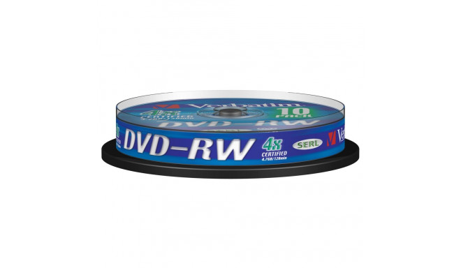 DVD-RW Verbatim 4,7GB 120min 4x Cake 10, SERL, Matt Silver Surface, ReWritable, 10 toorikut tornis