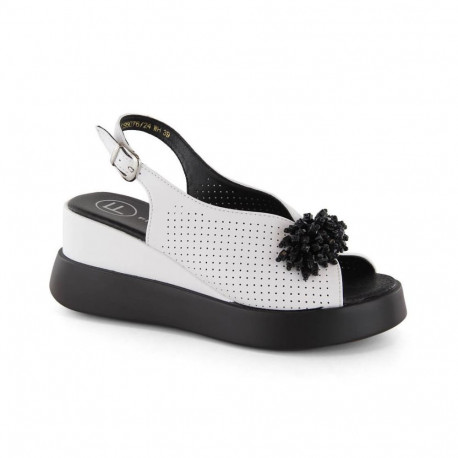 Leather wedge sandals with beads Filippo W PAW529B white (38)