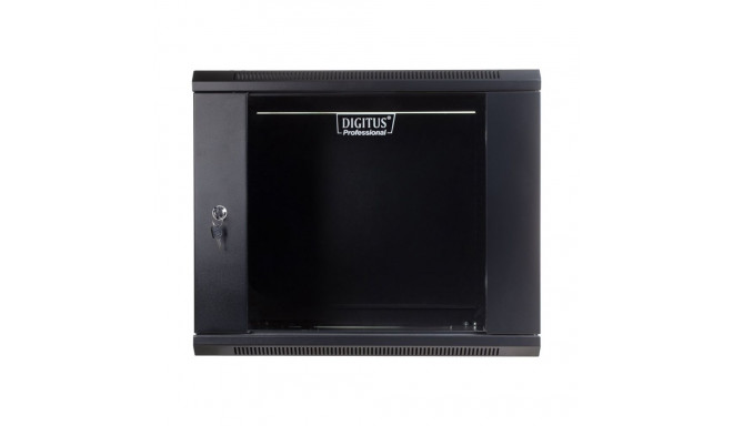 DIGITUS Wall Mount Cabinet 19inch 9U rack 600/600mm glass door black unmounted