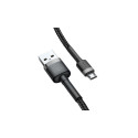 Baseus Cafule kaabel vastupidav nailonist punutud juhe USB | micro USB QC3.0 2.4A 1M must-hall (CAMK