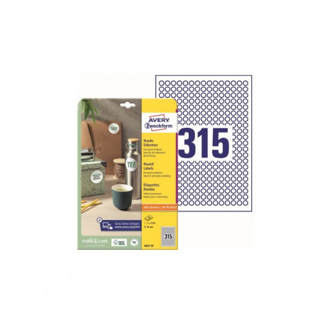 Sticker label AVERY ZWECKFORM Q10mm 315 on 10 sheets (6221-10)