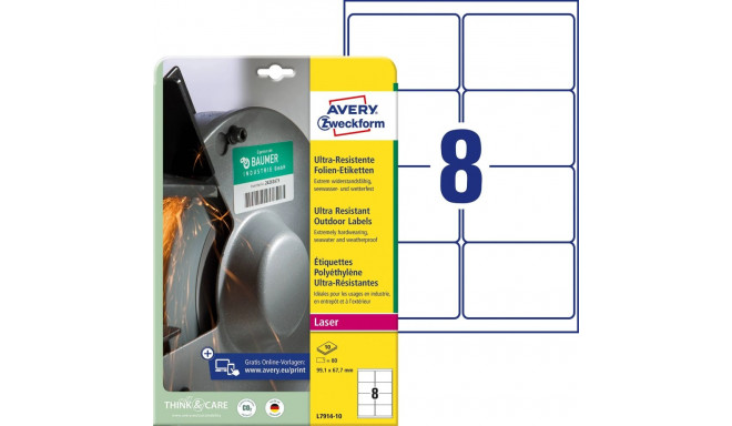 Kleebisetikett AVERY Zweckform 99,1 x 67,7mm 10 lehte ultra vastupidavad (L7914-10)