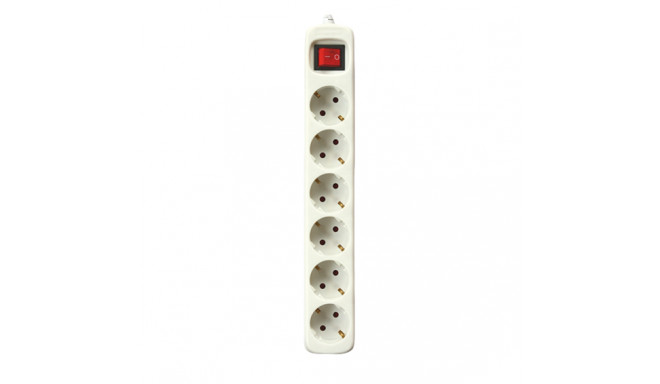 Power Socket - 6 Sockets with Switch Silver Electronics White - 3 m