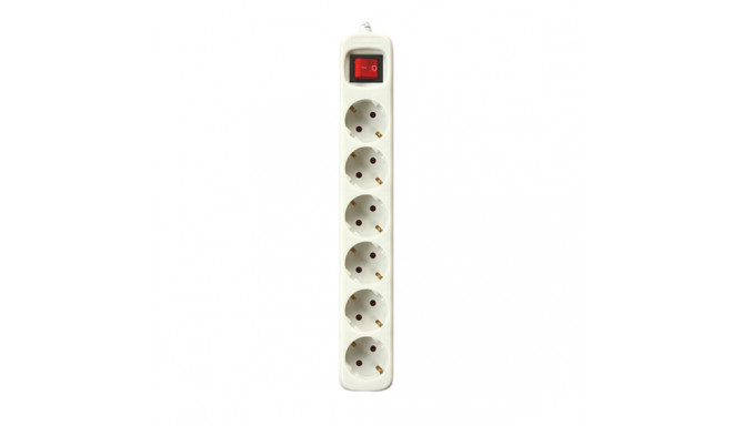 Power Socket - 6 Sockets with Switch Silver Electronics White - 1,5 m