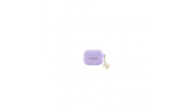 Guess Apple Airpods Pro Case Silicone Classic Logo Gold With 4G Charm Purple