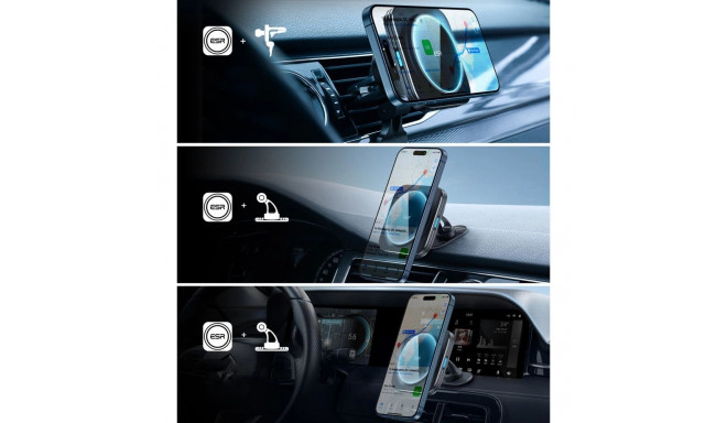ESR Halolock Magnetic QI2 Car Holder with MagSafe 15W Inductive Charger for Air Vent - Black