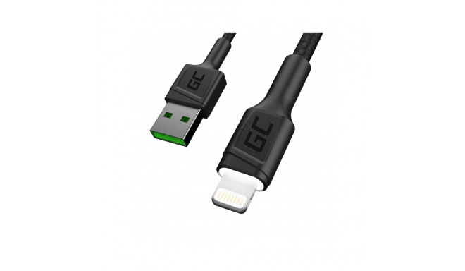 Green Cell Set of 3x Apple Lightning Fast Charging Cable with White LED Backlight 2m