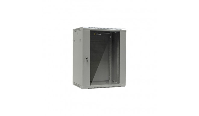 NETRACK 019-150-645-021 Netrack wall/hanging cabinet 19,15U/450 mm,glass door,grey,remov. side pan.