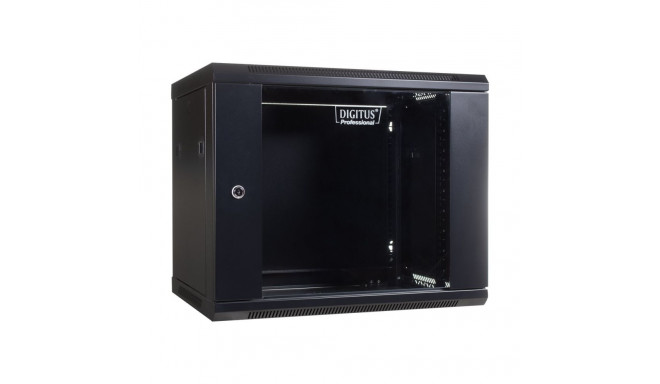 DIGITUS DN-WU19 09U/450/B DIGITUS Wall Mount Cabinet 19 09U 635/600/450mm, glass door, black, unmoun