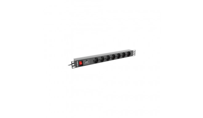 LANBERG PDU-07F-0200-IEC-BK Lanberg PDU 1U 10A, 7 sockets schuco, 2m, Black