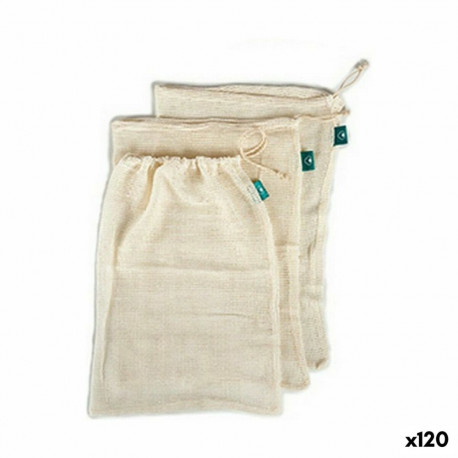 Reusable Food Bag Set 8116 8116 White 100% cotton 5 x 48 x 33 cm (120 Units)