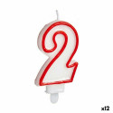 Candle Birthday Number 2 Red White (12 Units)