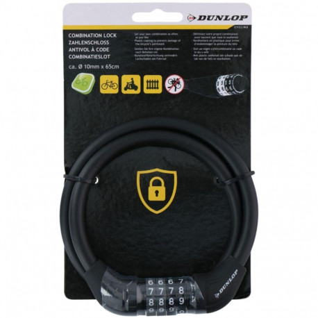 Dunlop jalgratta koodiga trosslukk 1042497 10mm x 65cm, must