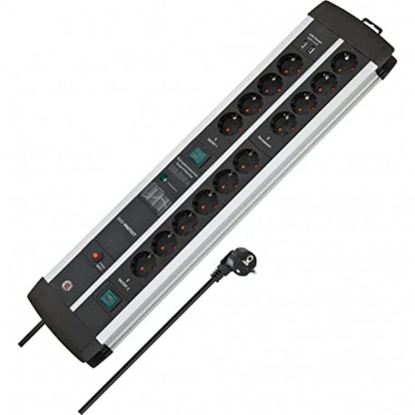 Brennenstuhl Premium-Protect-Line Duo gaming power strip 14-way (black/silver, 120,000 A surge prote