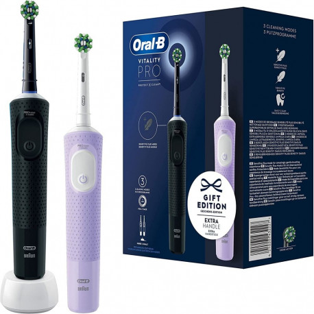 Oral-B elektriline hambahari Vitality Pro D103 Duo komplektis 2 käepidet, must/lilla