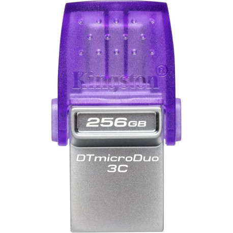 Kingston DataTraveler microDuo 3C 256GB USB Stick (Purple/Transparent, USB-A 3.2 Gen 1, USB-C 3.2 Ge