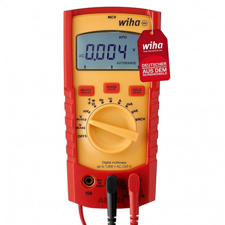 Wiha Digital multimeter 45215, up to 1,000 V AC, CAT IV, measuring device (red/yellow)