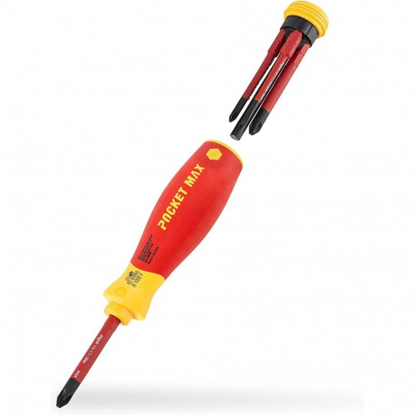 Wiha Screwdriver with bit magazine PocketMax electric (red/yellow, 5 pieces)