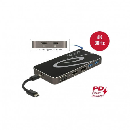 USB-C dock: 1xHDMI, 1x Displayport, 1x VGA, 2x USB-C 3.2, sobib ka MAC´ile