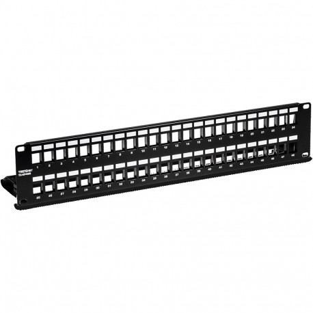 Paneel RJ45 Cat5e/Cat6/Cat6a 48 port 2U must tühi varjestatud