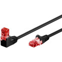 CAT 6 patchcable 1x 90°angled, U/UTP, black 2.0m