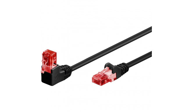 CAT 6 patchcable 1x 90°angled, U/UTP, black 2.0m