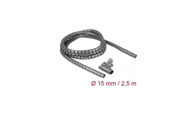 Delock Spiral Hose with Pull-in Tool 2.5 m x 15 mm grey