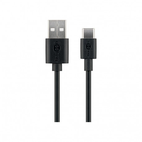 USB-C kaabel C - A 1.0m, USB 3.1 - USB 2.0, must, 480 Mbit/s