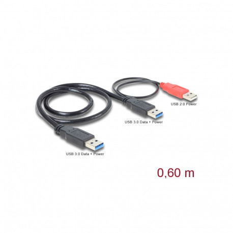 Delock Cable USB 3.0 type A male + USB type A male > USB 3.0 type A male