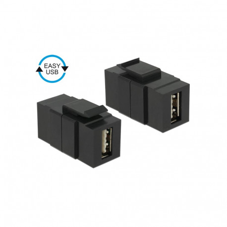 Keystone moodul: USB 2.0 A F / F, kahepoolne ühendus EASY-USB, must
