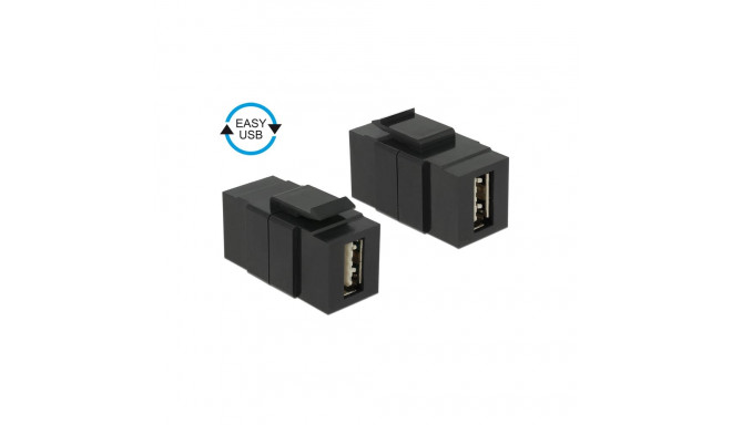 Keystone moodul: USB 2.0 A F / F, kahepoolne ühendus EASY-USB, must