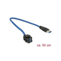 Keystone moodul: USB 3.0 A F / M, must 250° nurgaga, kaabli pikkus 0.5m